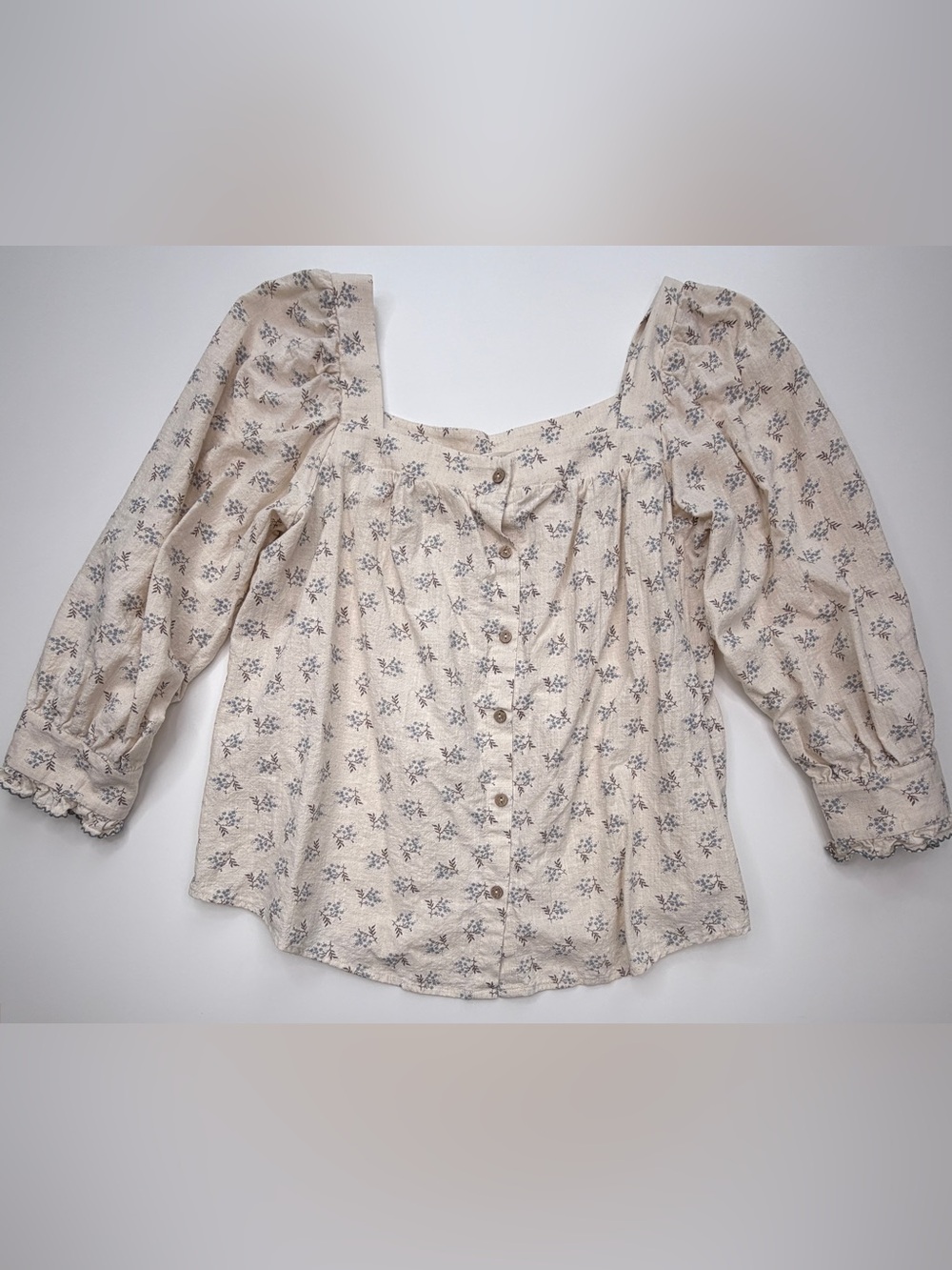 Women's Cream Floral Square-Neck Blouse - Picture 3 of 16